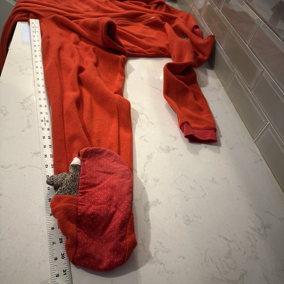 NICK & NORA Sock Monkey One Piece Pajamas Sleepwear Footed Adult Small Full Zip - Picture 9 of 11